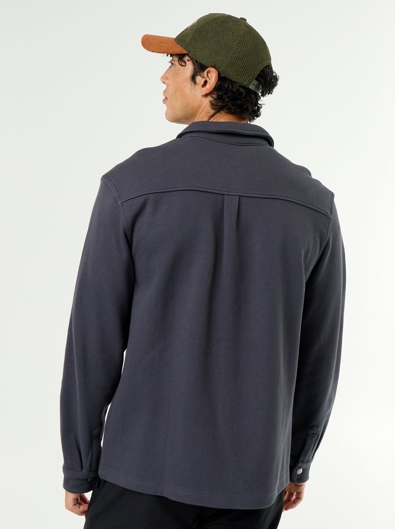 Sobrecamisa em malha piqué Azul - Kiabi