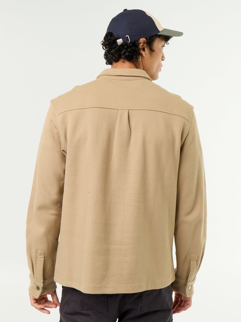 Sobrecamisa em malha piqué Bege - Kiabi