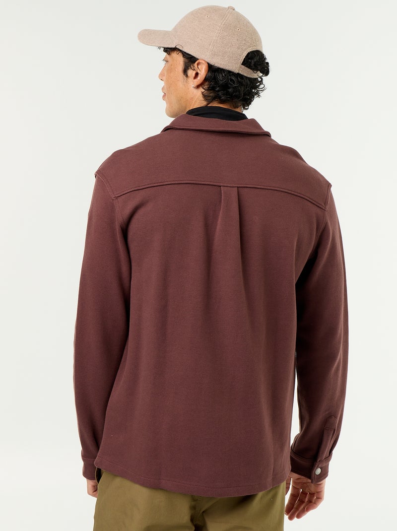 Sobrecamisa em malha piqué Castanho - Kiabi