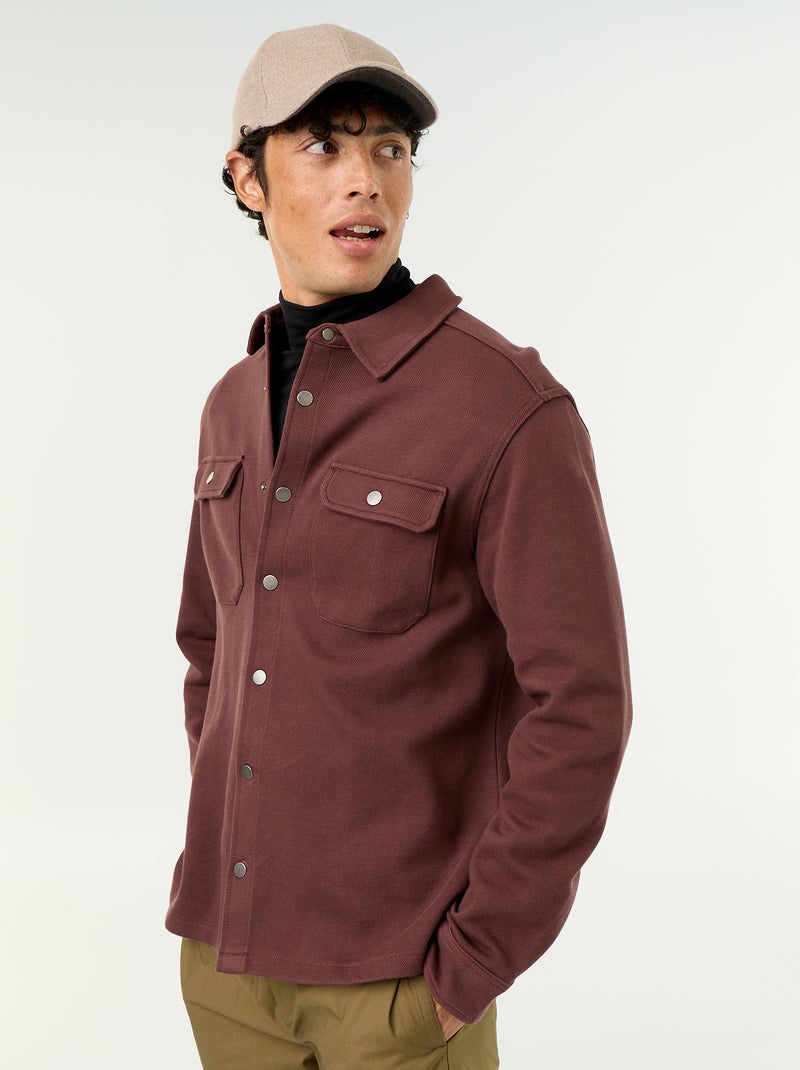 Sobrecamisa em malha piqué Castanho - Kiabi