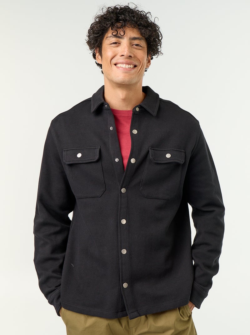 Sobrecamisa em malha piqué Preto - Kiabi