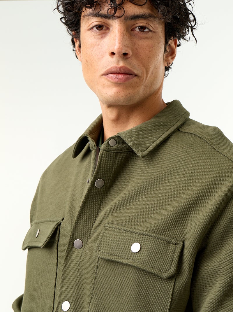 Sobrecamisa em malha piqué Verde - Kiabi