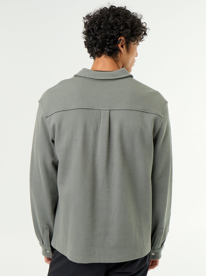 Sobrecamisa em malha piqué Verde - Kiabi