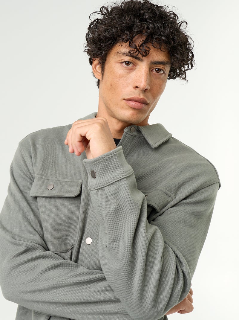 Sobrecamisa em malha piqué Verde - Kiabi