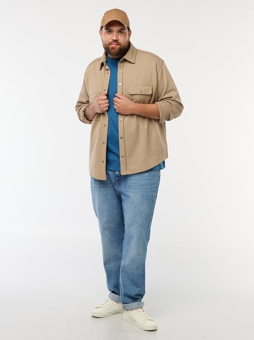 Sobrecamisa em material piqué com abertura de botões de pressão - Kiabi