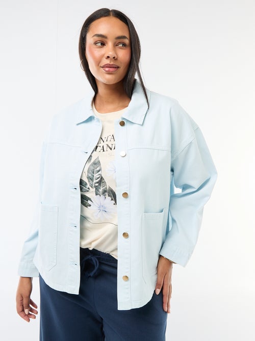 Sobrecamisa em sarja com 2 bolsos aplicados - Kiabi