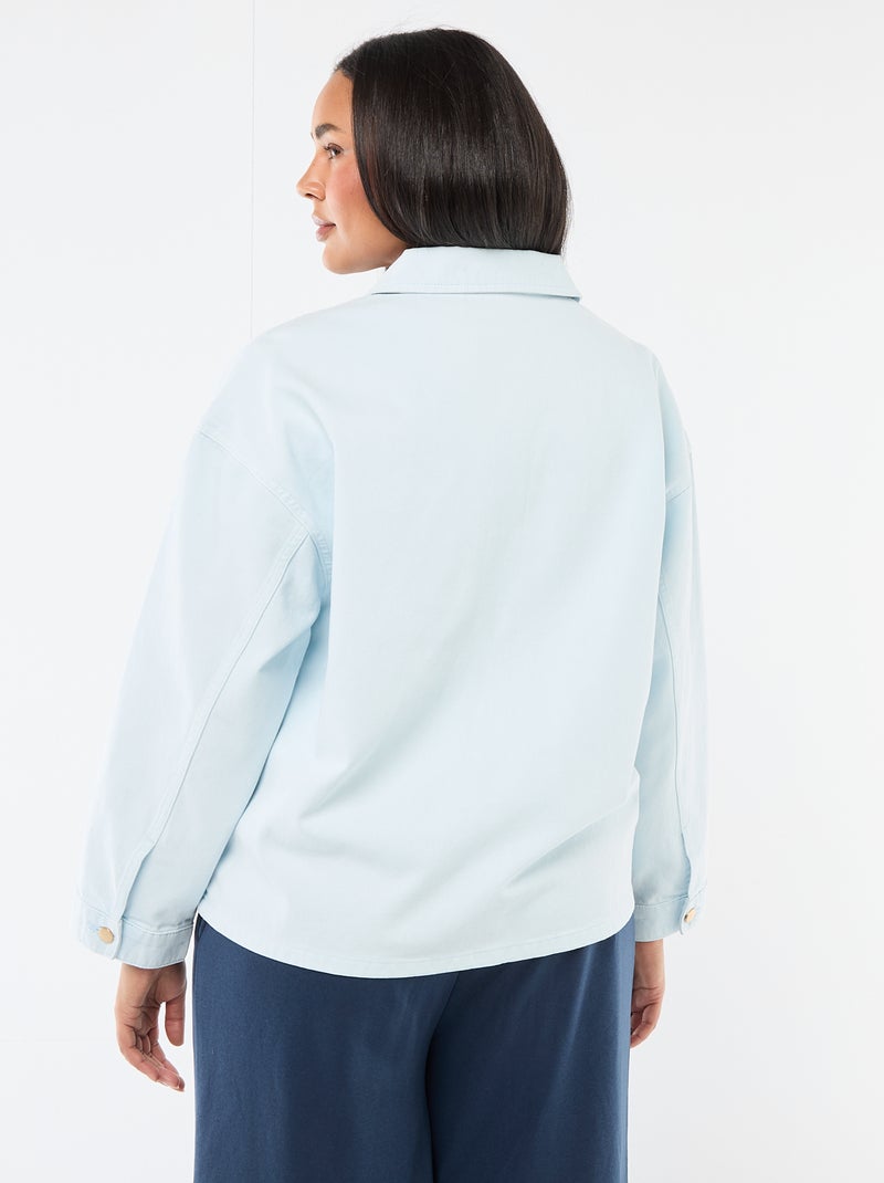 Sobrecamisa em sarja com 2 bolsos aplicados Azul - Kiabi