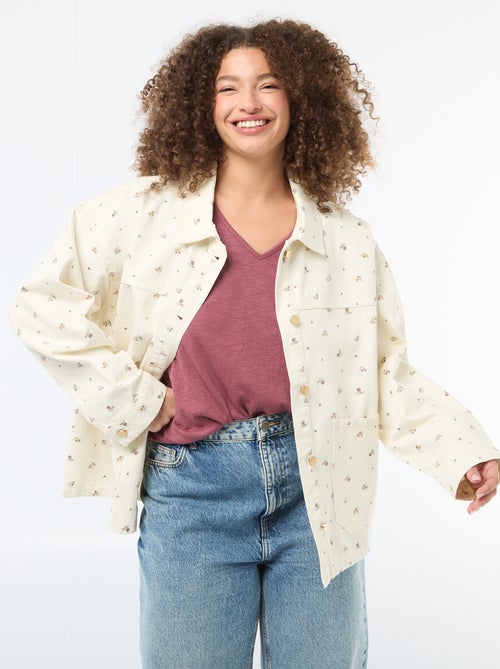 Sobrecamisa em sarja com 2 bolsos aplicados - Kiabi