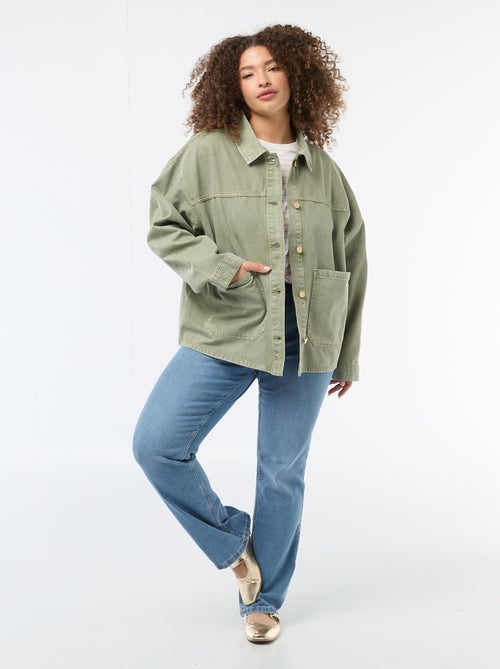 Sobrecamisa em sarja com 2 bolsos aplicados - Kiabi