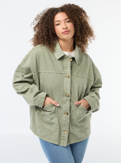 Sobrecamisa em sarja com 2 bolsos aplicados - Kiabi