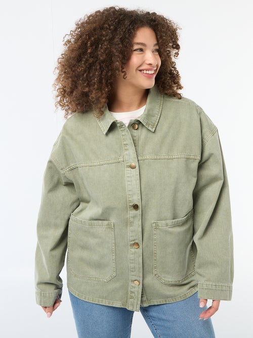 Sobrecamisa em sarja com 2 bolsos aplicados - Kiabi