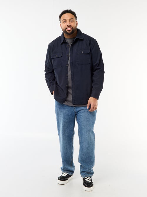 Sobrecamisa em sarja com bolsos de peito com aba - Kiabi