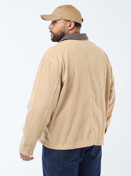 Sobrecamisa em sarja com gola contrastante - Kiabi