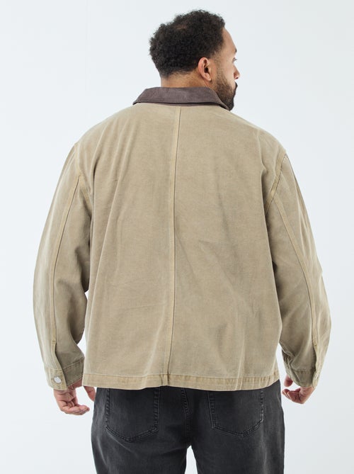 Sobrecamisa em sarja com gola contrastante - Kiabi