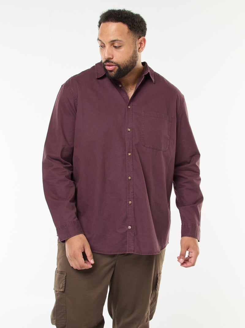 Sobrecamisa lisa com bolso no peito Violeta - Kiabi