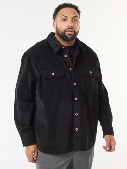 Sobrecamisa lisa de veludo com bolsos aplicados - Kiabi