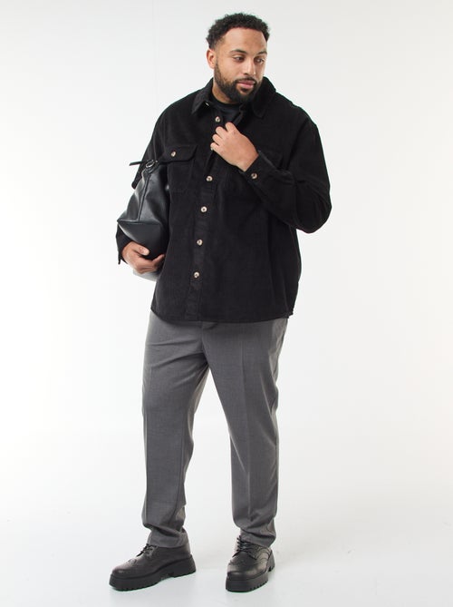 Sobrecamisa lisa de veludo com bolsos aplicados - Kiabi