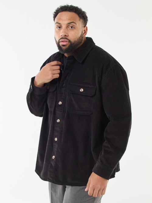 Sobrecamisa lisa de veludo com bolsos aplicados - Kiabi