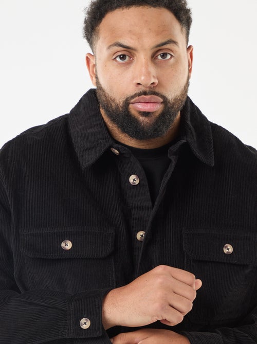 Sobrecamisa lisa de veludo com bolsos aplicados - Kiabi