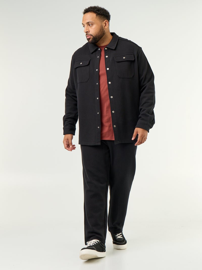 Sobrecamisa lisa em malha piqué Preto - Kiabi