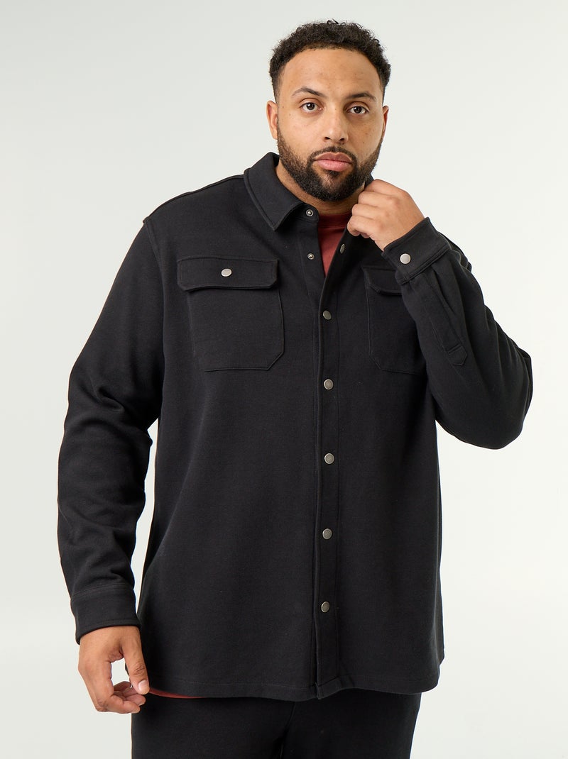 Sobrecamisa lisa em malha piqué Preto - Kiabi