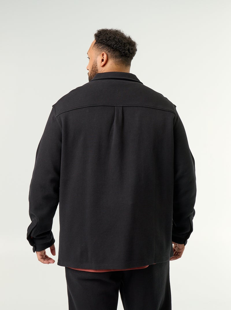 Sobrecamisa lisa em malha piqué Preto - Kiabi
