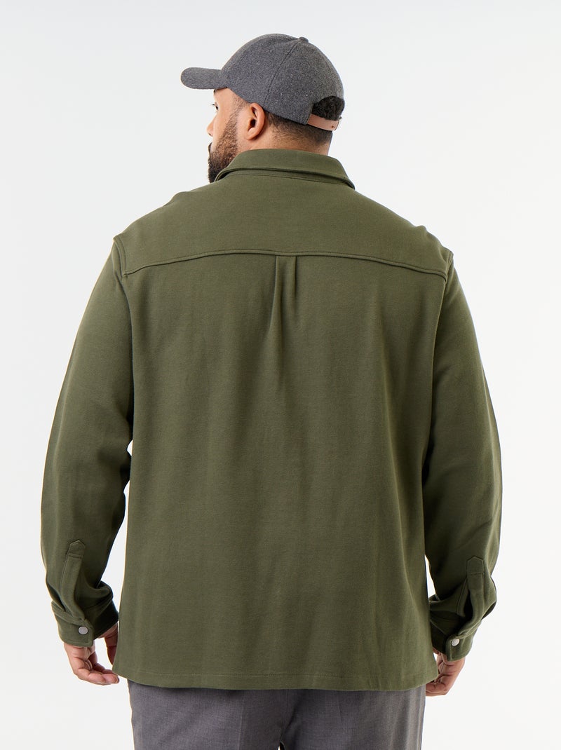 Sobrecamisa lisa em malha piqué Verde - Kiabi