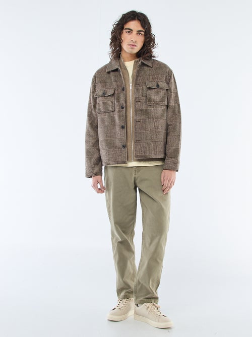 Sobrecamisa quente lisa com bolsos de aba - Kiabi