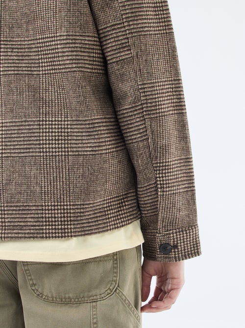 Sobrecamisa quente lisa com bolsos de aba - Kiabi