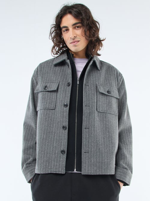 Sobrecamisa quente lisa com bolsos de aba - Kiabi