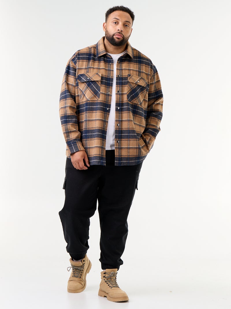 Sobrecamisa xadrez Bege - Kiabi