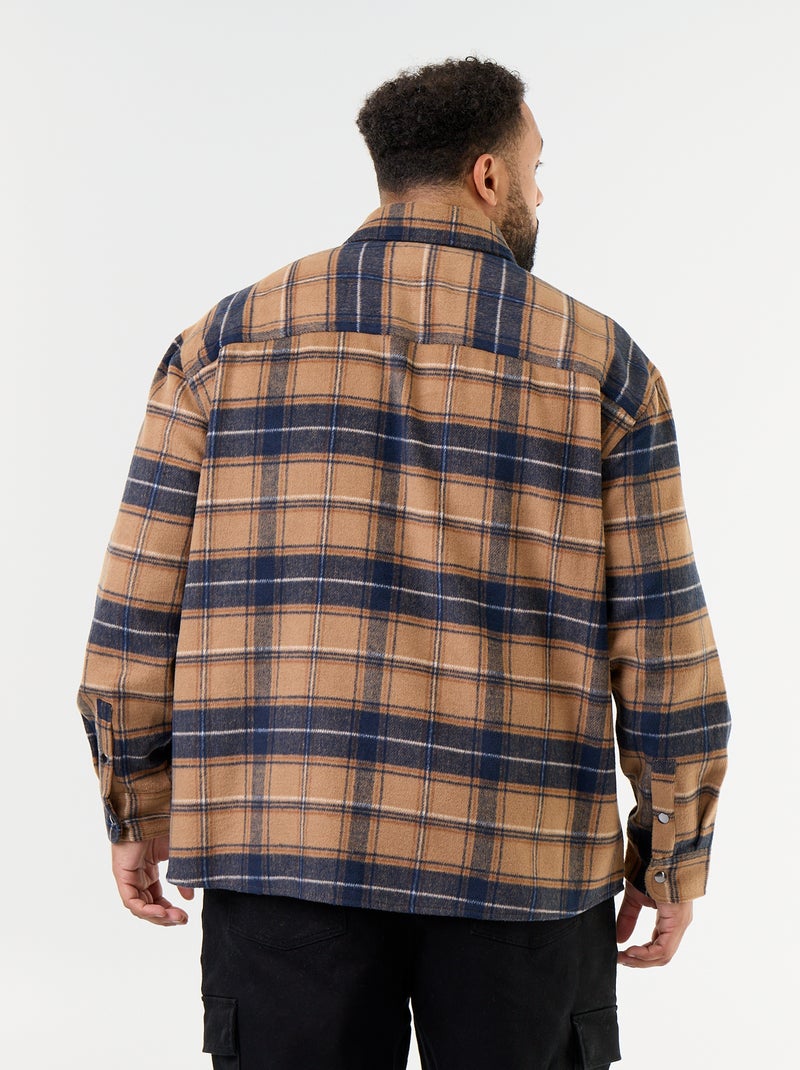 Sobrecamisa xadrez Bege - Kiabi