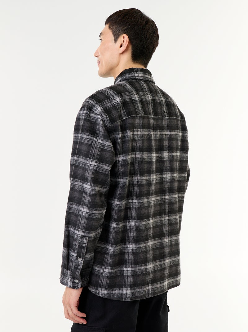 Sobrecamisa xadrez de flanela Cinza - Kiabi