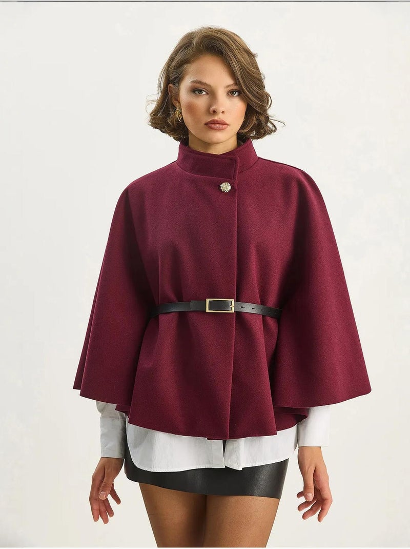Sobretudo comprido oversized em mistura de lã lucci Vermelho caxemira - Kiabi