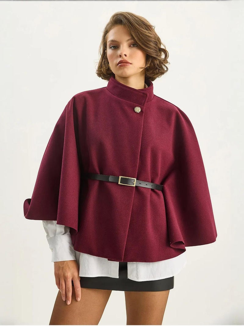 Sobretudo comprido oversized em mistura de lã lucci Vermelho caxemira - Kiabi