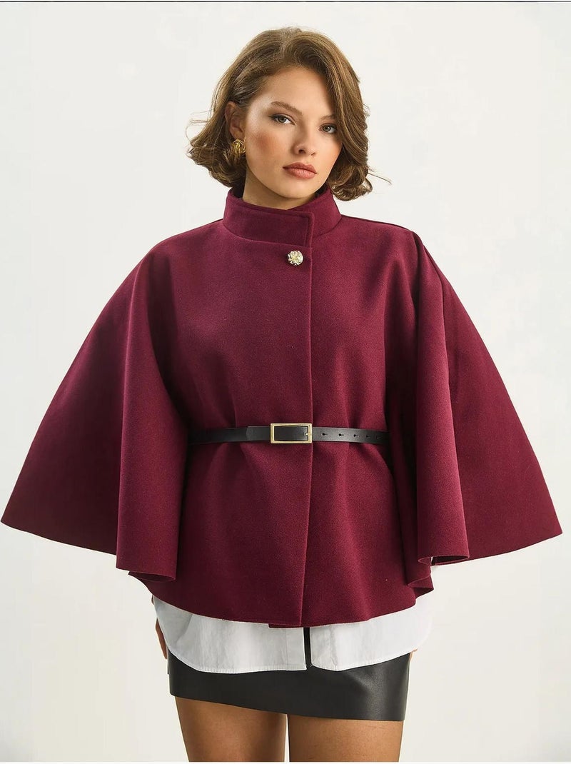 Sobretudo comprido oversized em mistura de lã lucci Vermelho caxemira - Kiabi