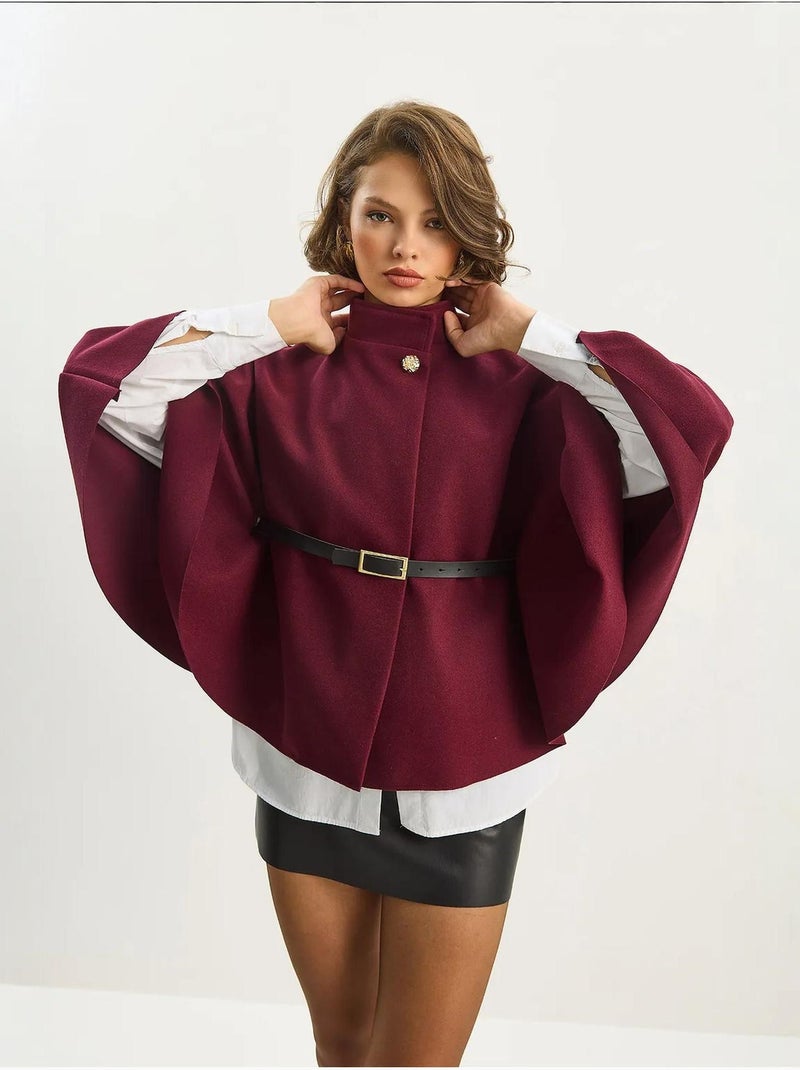 Sobretudo comprido oversized em mistura de lã lucci Vermelho caxemira - Kiabi