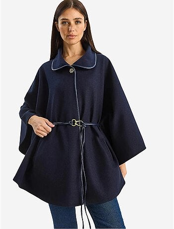 Sobretudo comprido oversized em mistura de lã texturizada com colarinho de casaco lucci