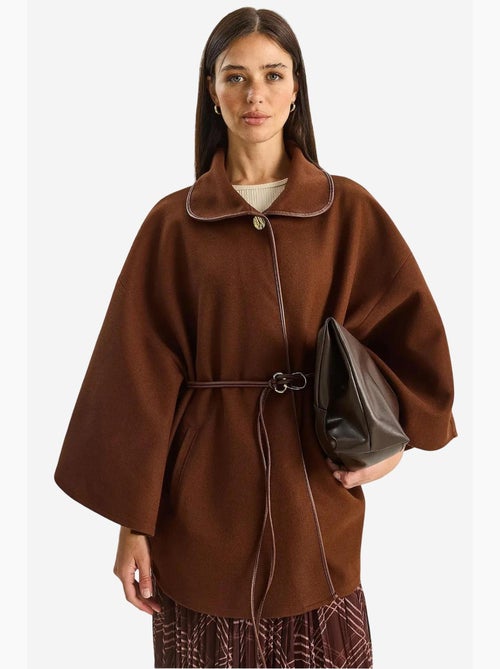 Sobretudo comprido oversized em mistura de lã texturizada com colarinho de casaco lucci - Kiabi Sobretudo comprido oversized em mistura de lã texturizada com colarinho de casaco lucci - Kiabi