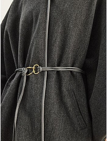 Sobretudo comprido oversized em mistura de lã texturizada com colarinho de casaco lucci