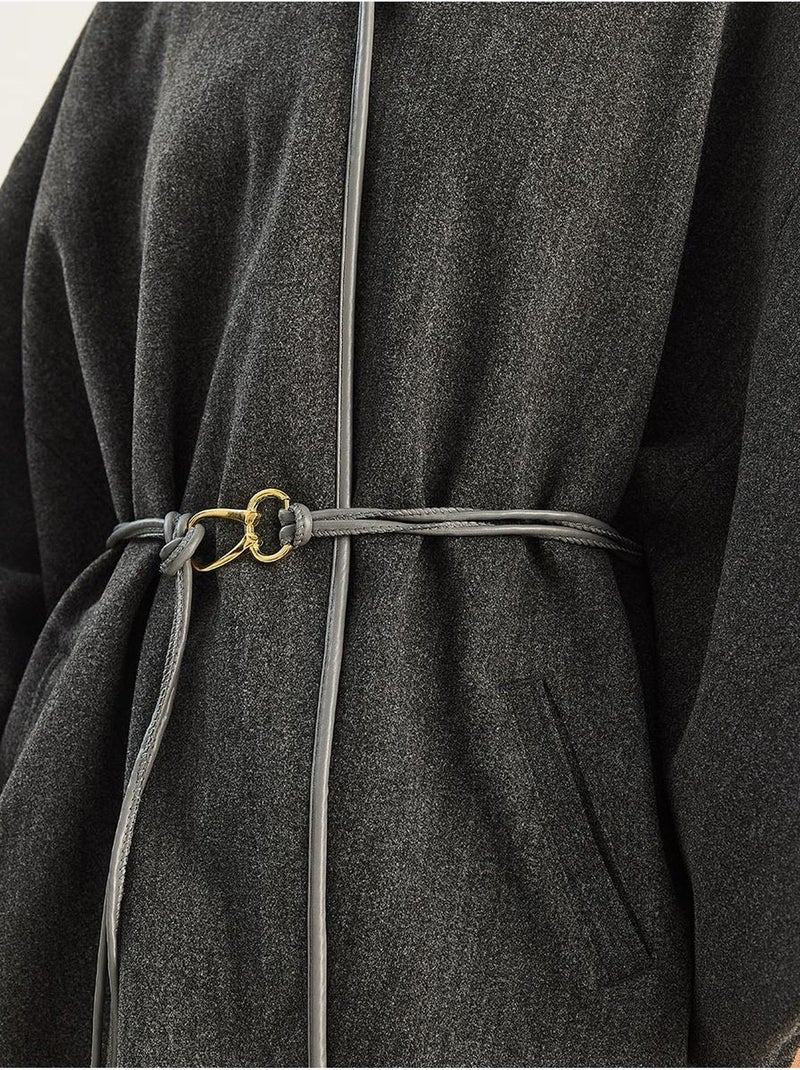 Sobretudo comprido oversized em mistura de lã texturizada com colarinho de casaco lucci Cinza-preto - Kiabi