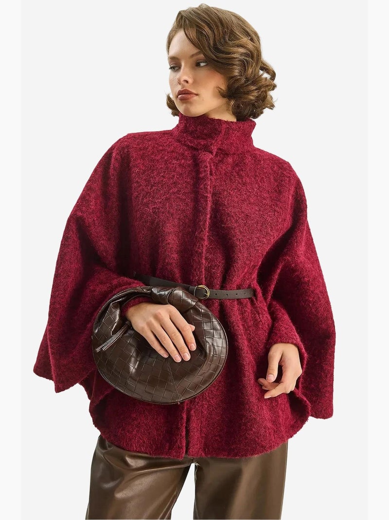 Sobretudo oversized texturizado com fecho de botões lucci Vermelho bordô - Kiabi