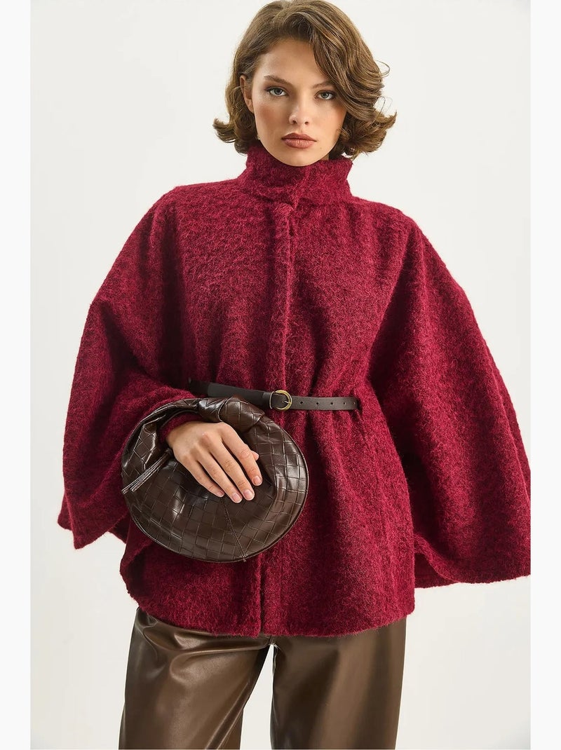 Sobretudo oversized texturizado com fecho de botões lucci Vermelho bordô - Kiabi