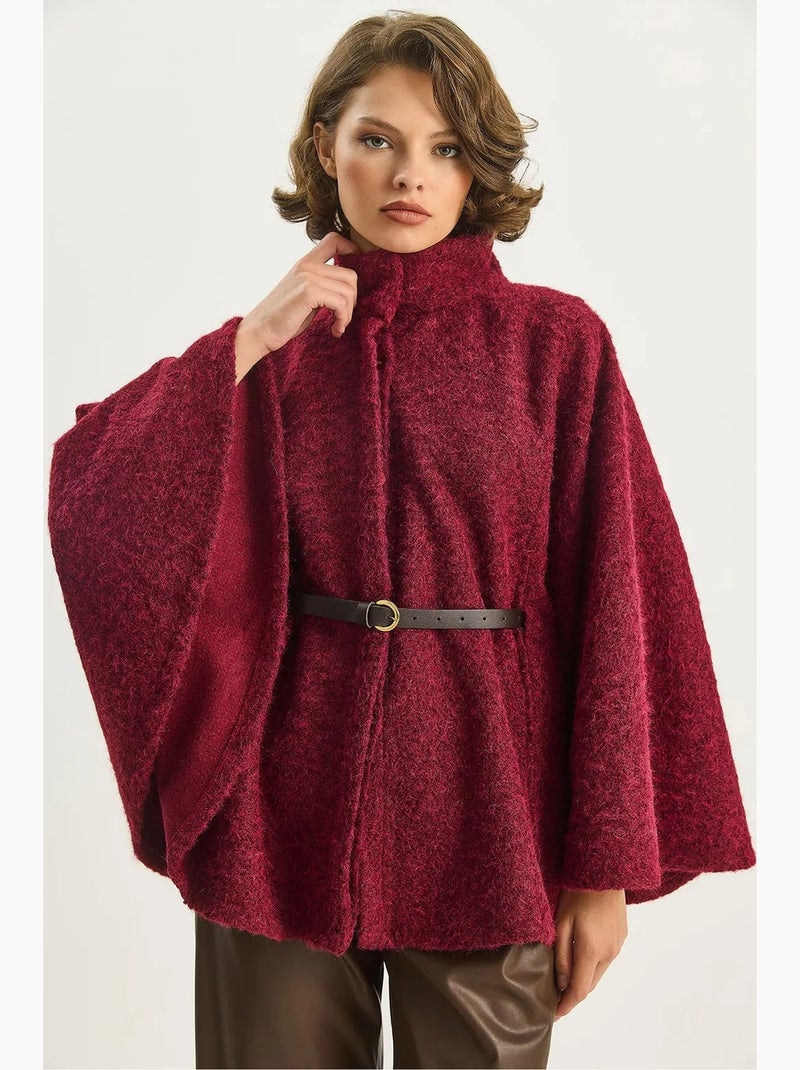 Sobretudo oversized texturizado com fecho de botões lucci Vermelho bordô - Kiabi