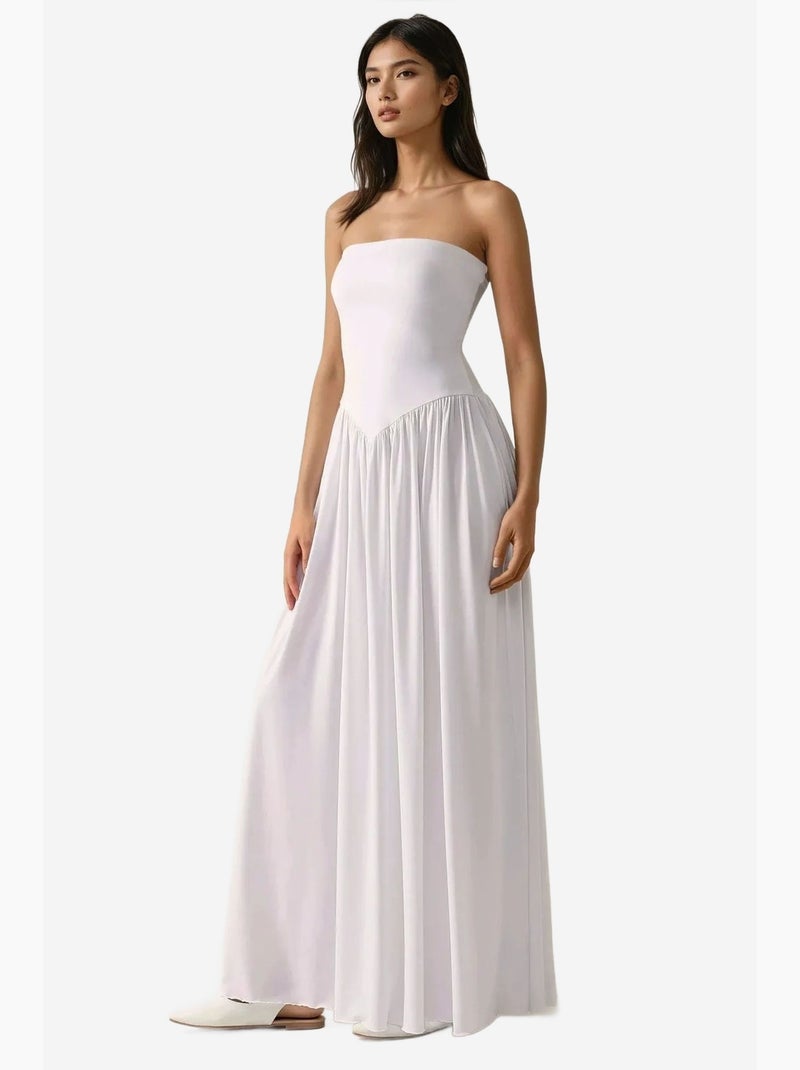 Sofie vestido maxi justo sem alças hiccup Branco - Kiabi