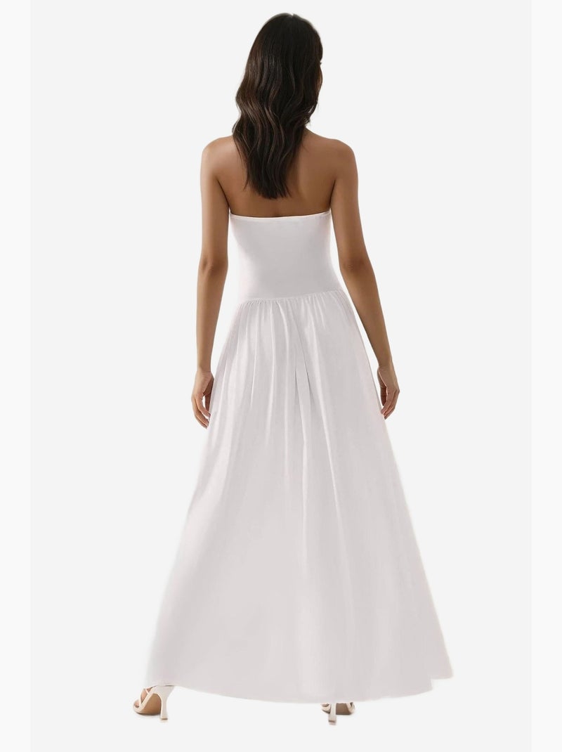 Sofie vestido maxi justo sem alças hiccup Branco - Kiabi