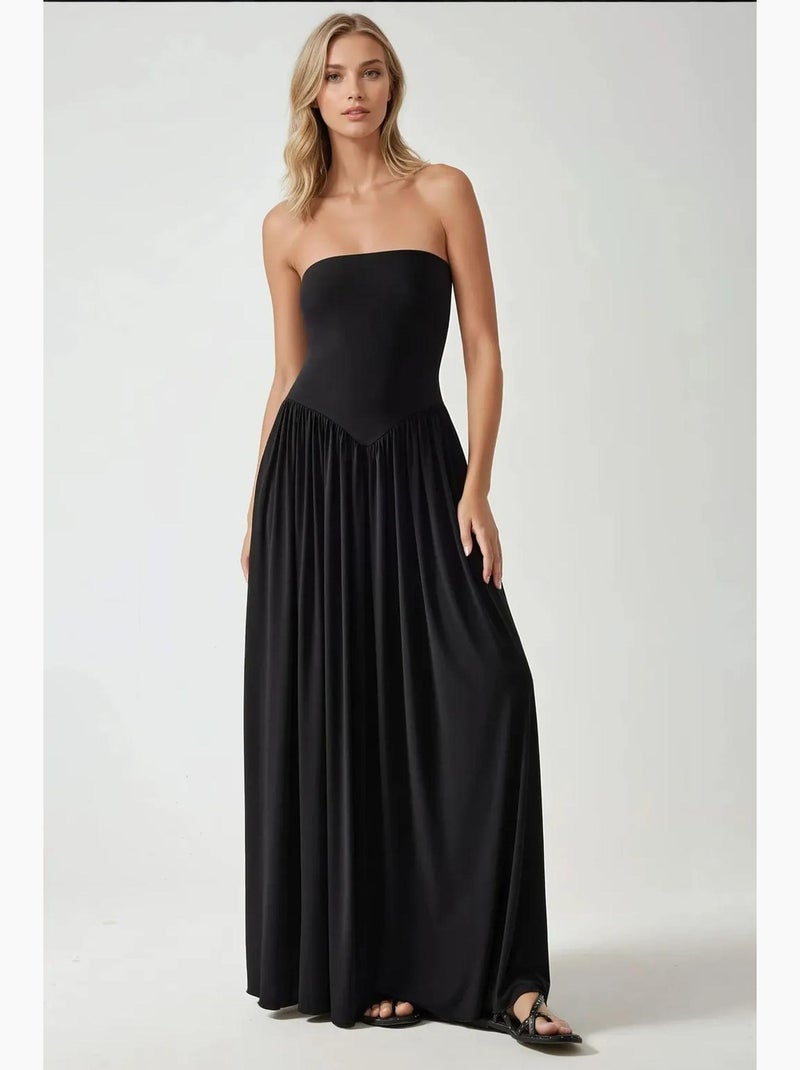 Sofie vestido maxi justo sem alças hiccup Preto - Kiabi