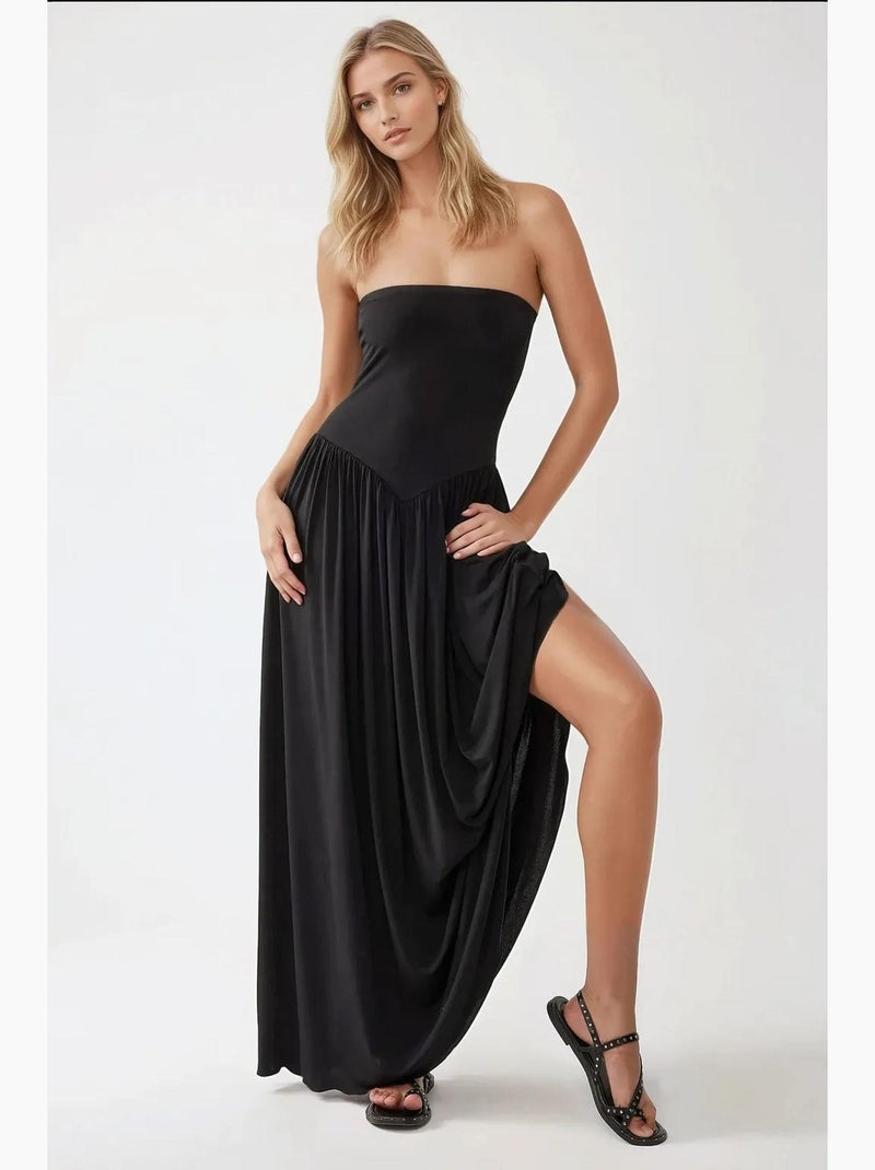 Sofie vestido maxi justo sem alças hiccup Preto - Kiabi