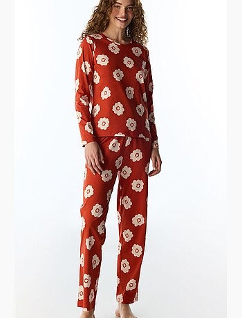 Soft bloom conjunto de pijama comprido com calças e mangas compridas floral penti