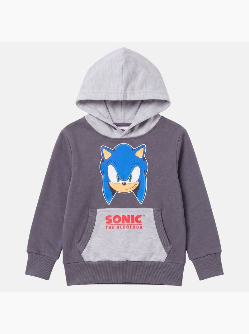 Sonic - camisola com capuz estampada, bolso tipo canguru Cinza - Kiabi
